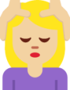 woman getting massage: medium-light skin tone emoji