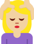 woman getting massage: medium-light skin tone emoji