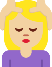 woman getting massage: medium-light skin tone emoji