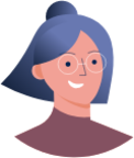 woman glasses blue hair illustration