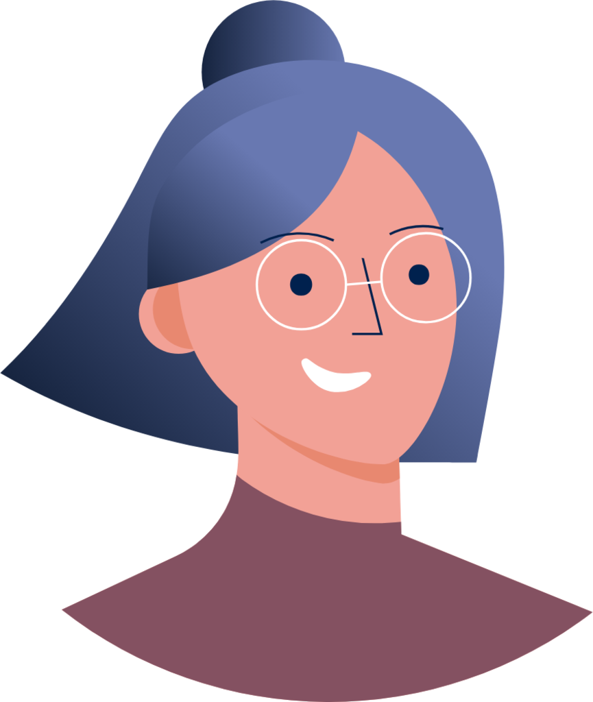 woman glasses blue hair illustration
