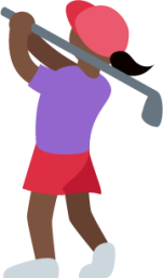 woman golfing: dark skin tone emoji