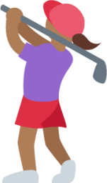 woman golfing: medium-dark skin tone emoji