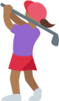 woman golfing: medium-dark skin tone emoji