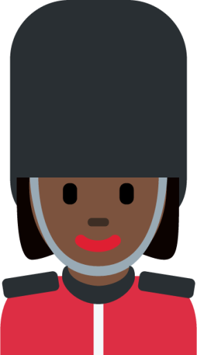 woman guard: dark skin tone emoji
