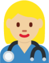 woman health worker: medium-light skin tone emoji