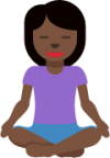 woman in lotus position: dark skin tone emoji