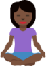 woman in lotus position: dark skin tone emoji