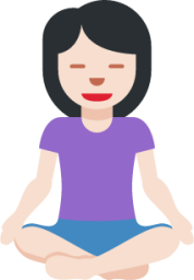 woman in lotus position: light skin tone emoji