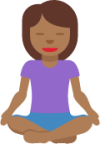 woman in lotus position: medium-dark skin tone emoji