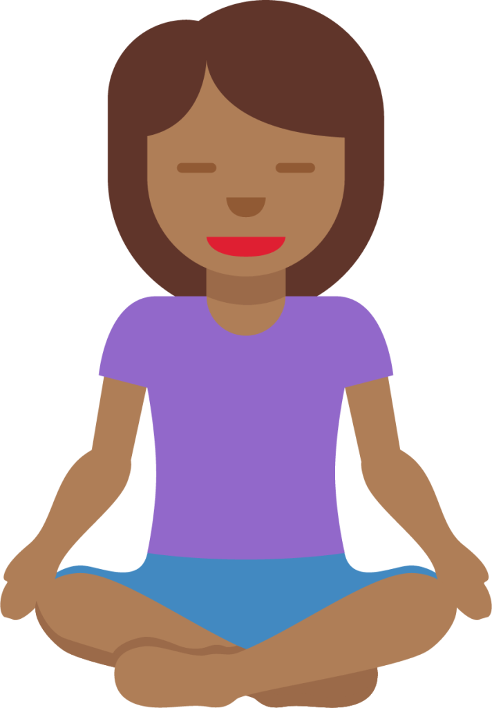 woman in lotus position: medium-dark skin tone emoji
