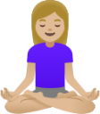 woman in lotus position: medium-light skin tone emoji