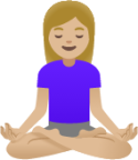 woman in lotus position: medium-light skin tone emoji