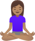 woman in lotus position: medium skin tone emoji