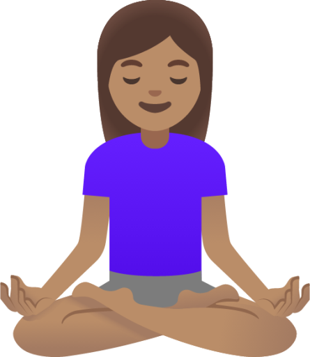 woman in lotus position: medium skin tone emoji