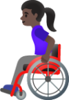 woman in manual wheelchair: dark skin tone emoji