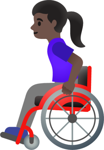 woman in manual wheelchair: dark skin tone emoji