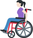 woman in manual wheelchair: light skin tone emoji