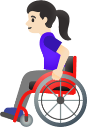 woman in manual wheelchair: light skin tone emoji