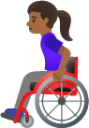 woman in manual wheelchair: medium-dark skin tone emoji
