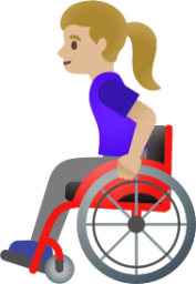 woman in manual wheelchair: medium-light skin tone emoji