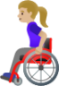 woman in manual wheelchair: medium-light skin tone emoji