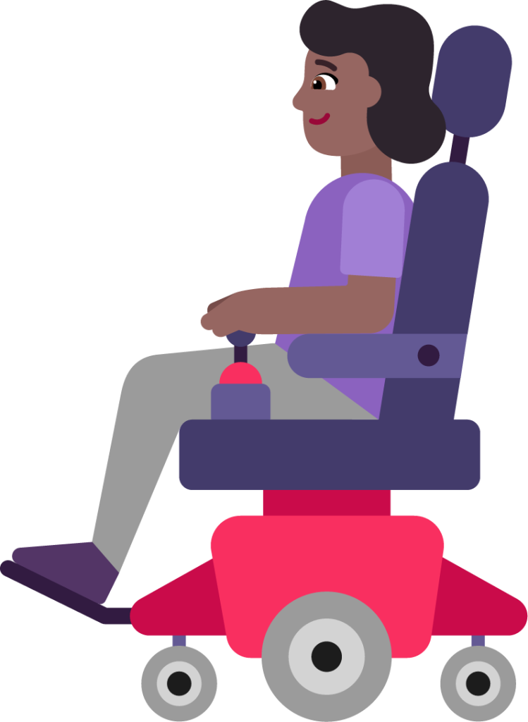 woman in motorized wheelchair medium dark emoji