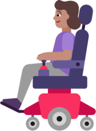 woman in motorized wheelchair medium emoji