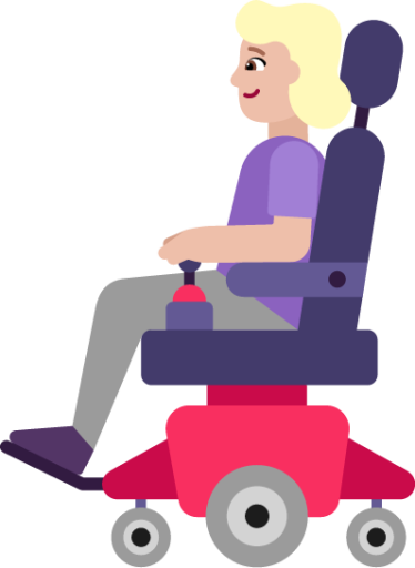 woman in motorized wheelchair medium light emoji