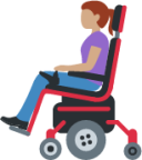 woman in motorized wheelchair: medium skin tone emoji