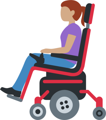 woman in motorized wheelchair: medium skin tone emoji