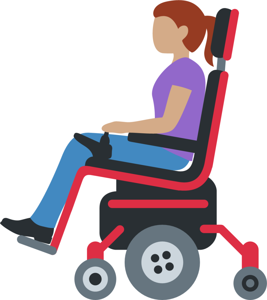 woman in motorized wheelchair: medium skin tone emoji