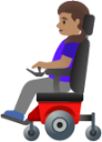 woman in motorized wheelchair: medium skin tone emoji