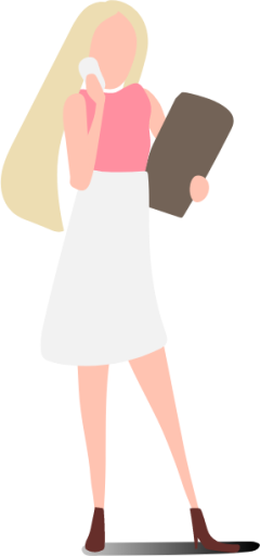 woman in pink on the phone illustration