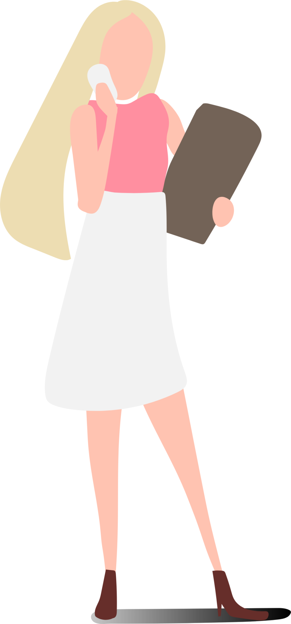 woman in pink on the phone illustration