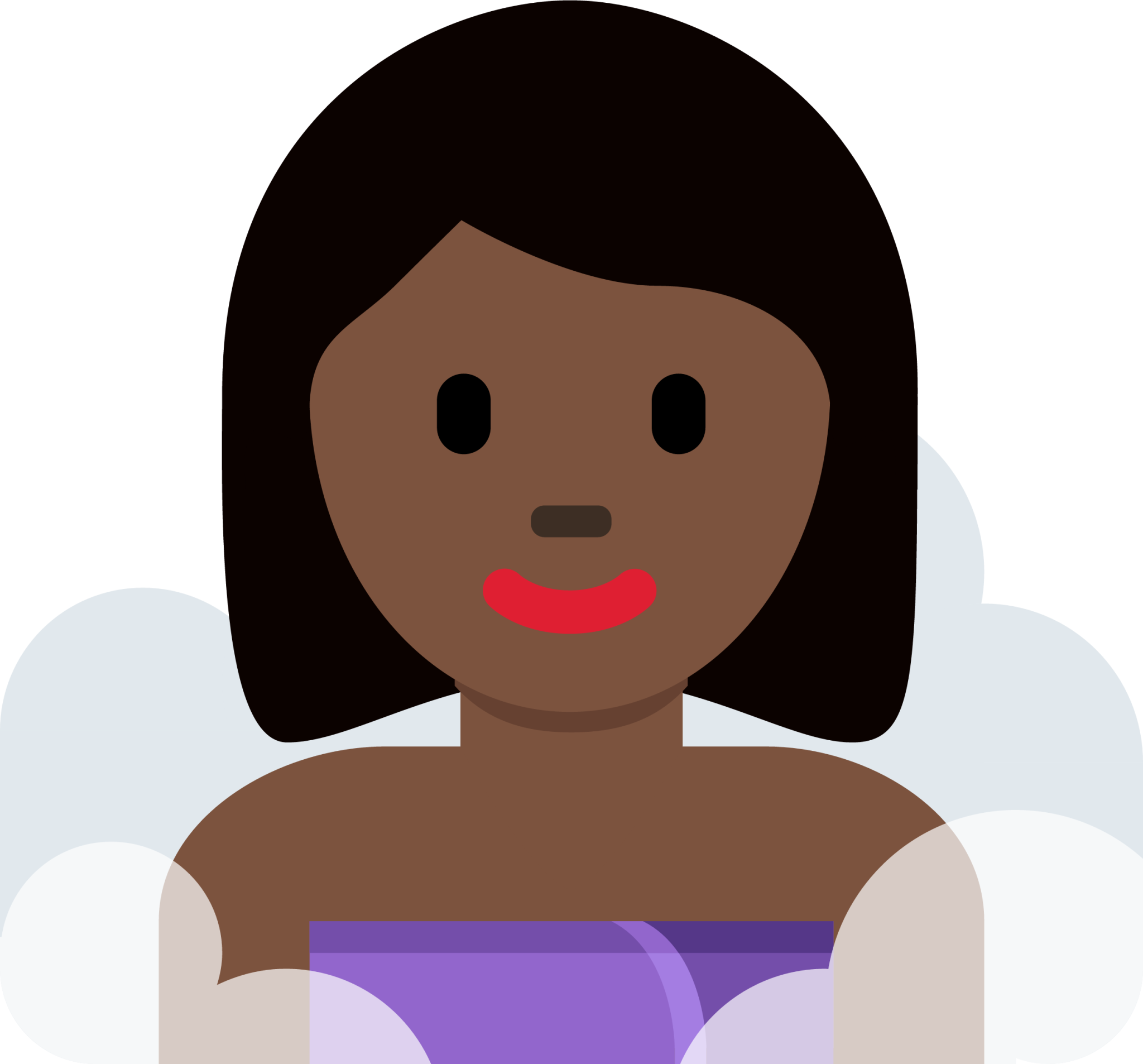 woman in steamy room: dark skin tone emoji