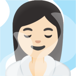 woman in steamy room: light skin tone emoji