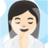 woman in steamy room: light skin tone emoji