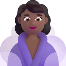 woman in steamy room medium dark emoji