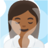 woman in steamy room: medium-dark skin tone emoji