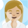 woman in steamy room: medium-light skin tone emoji