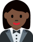 woman in tuxedo: dark skin tone emoji