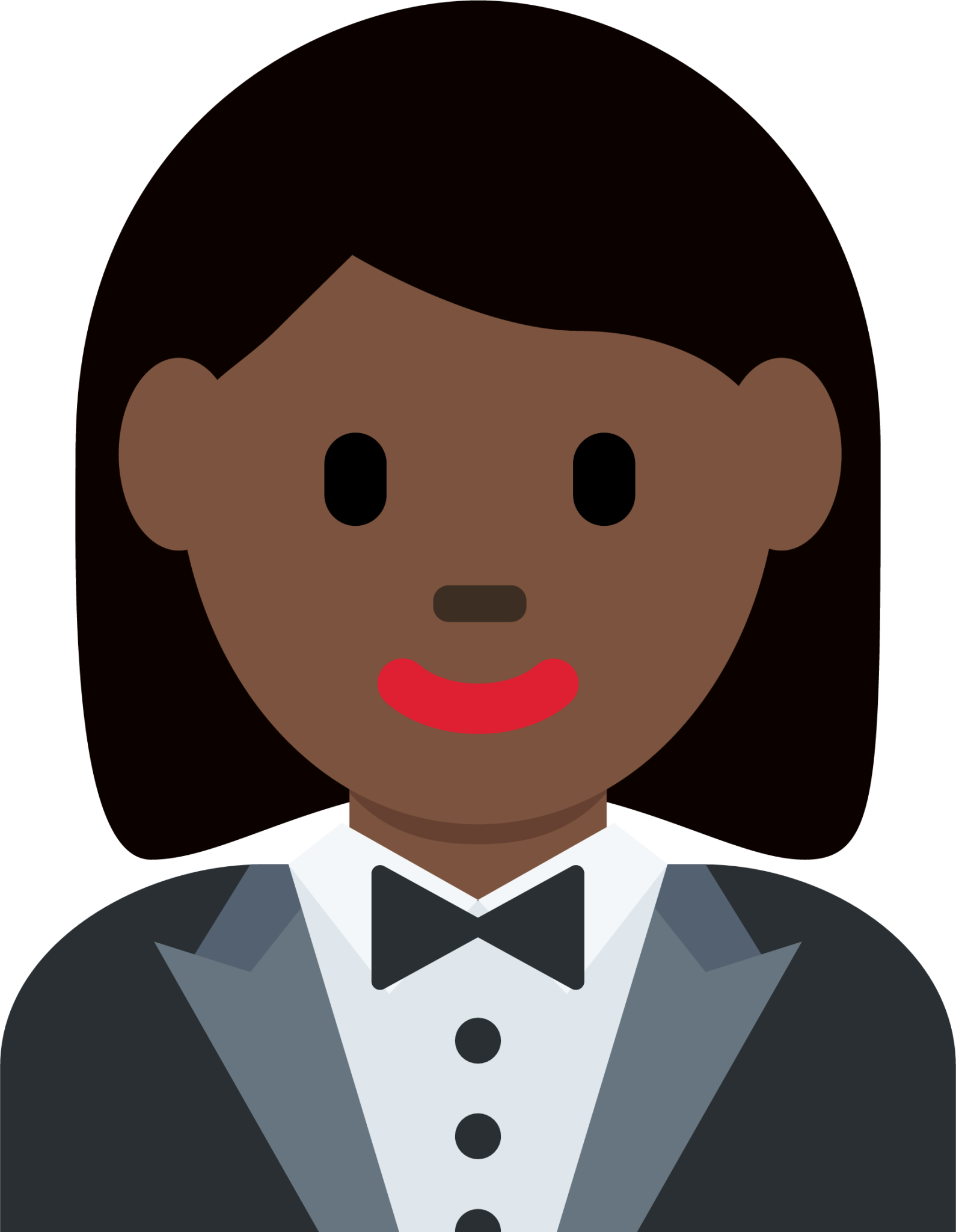 woman in tuxedo: dark skin tone emoji