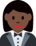 woman in tuxedo: dark skin tone emoji