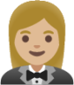 woman in tuxedo: medium-light skin tone emoji
