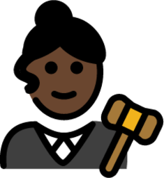 woman judge: dark skin tone emoji