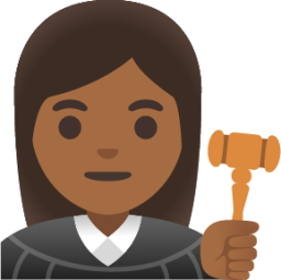 woman judge: medium-dark skin tone emoji