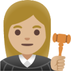 woman judge: medium-light skin tone emoji