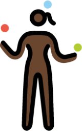 woman juggling: dark skin tone emoji
