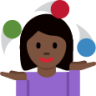 woman juggling: dark skin tone emoji